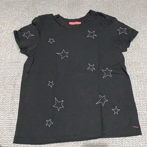 Black tee with white stitched stars. Perfect cond